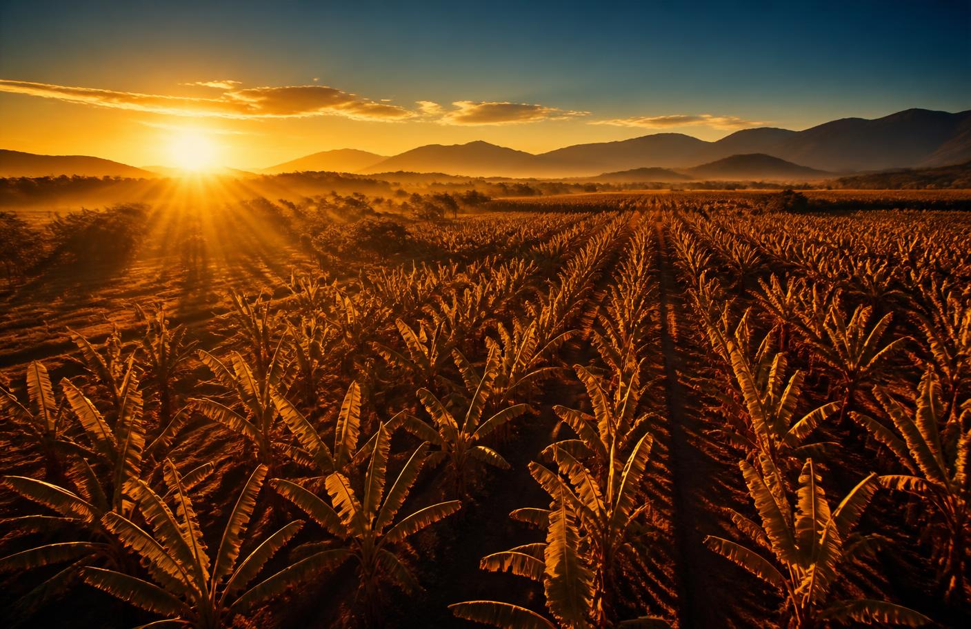 Banana plantation at sunrise