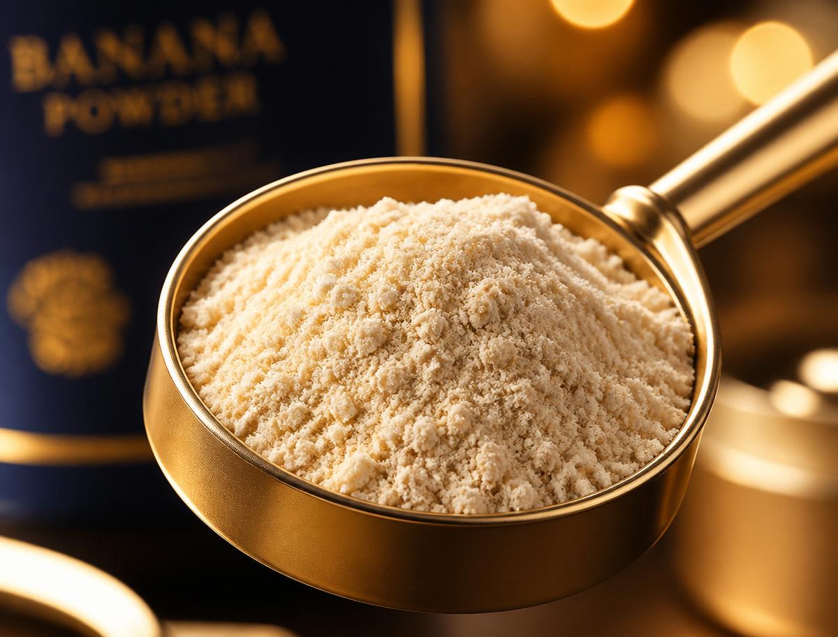 Scoop of raw banana powder